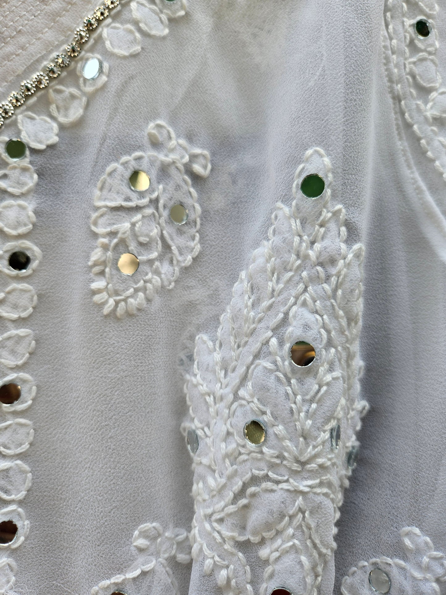 Mirror work nyra cut chikan kurti