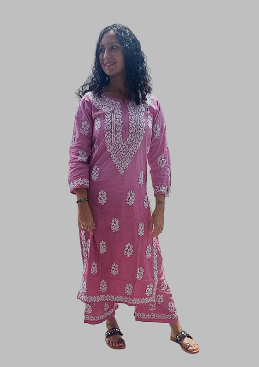 Ombre chanderi chikan set