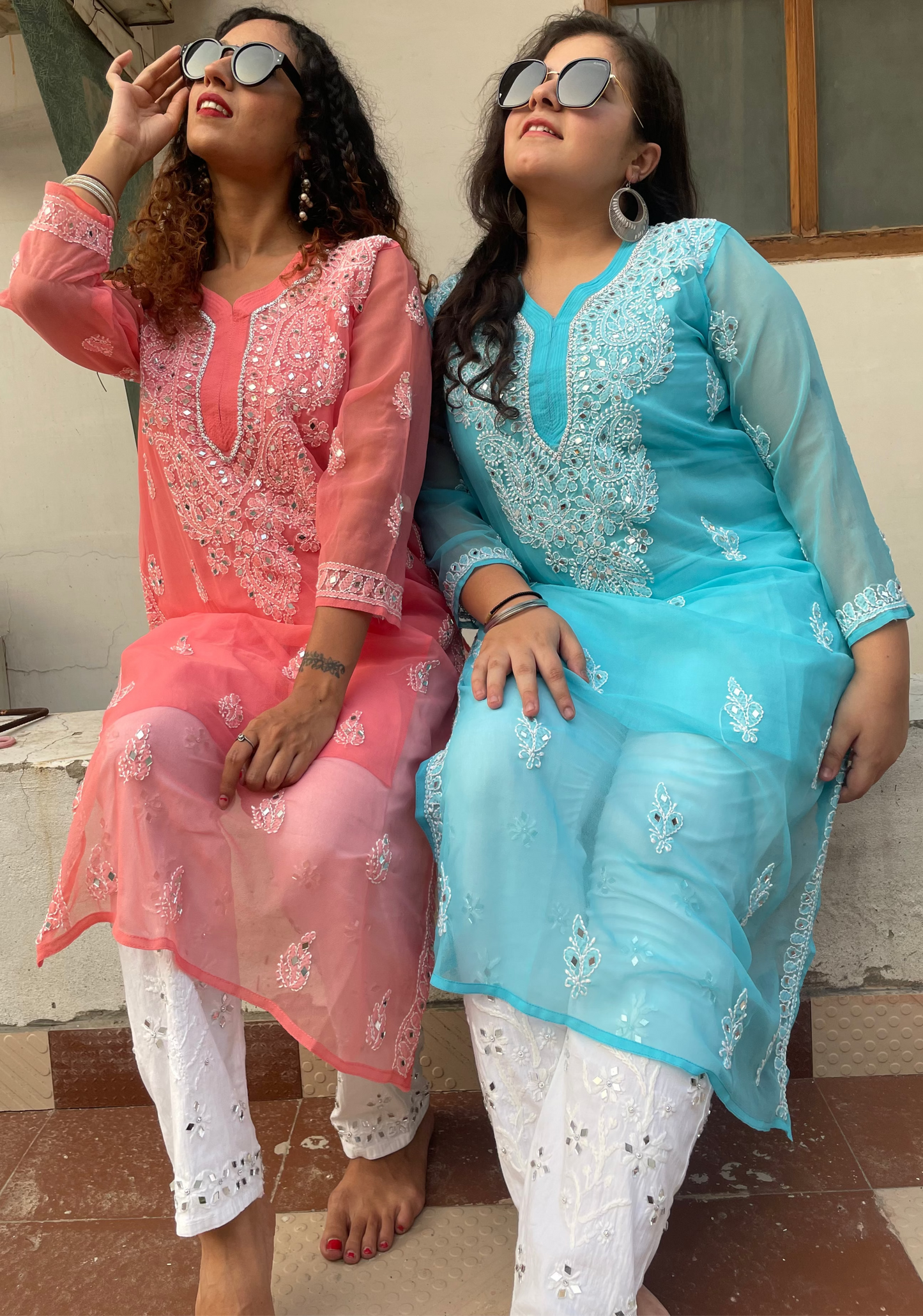 Lucknowi Mirror Work Kurti