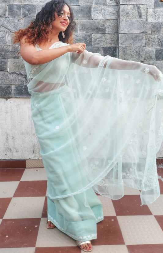 Ready to wear chikan saree