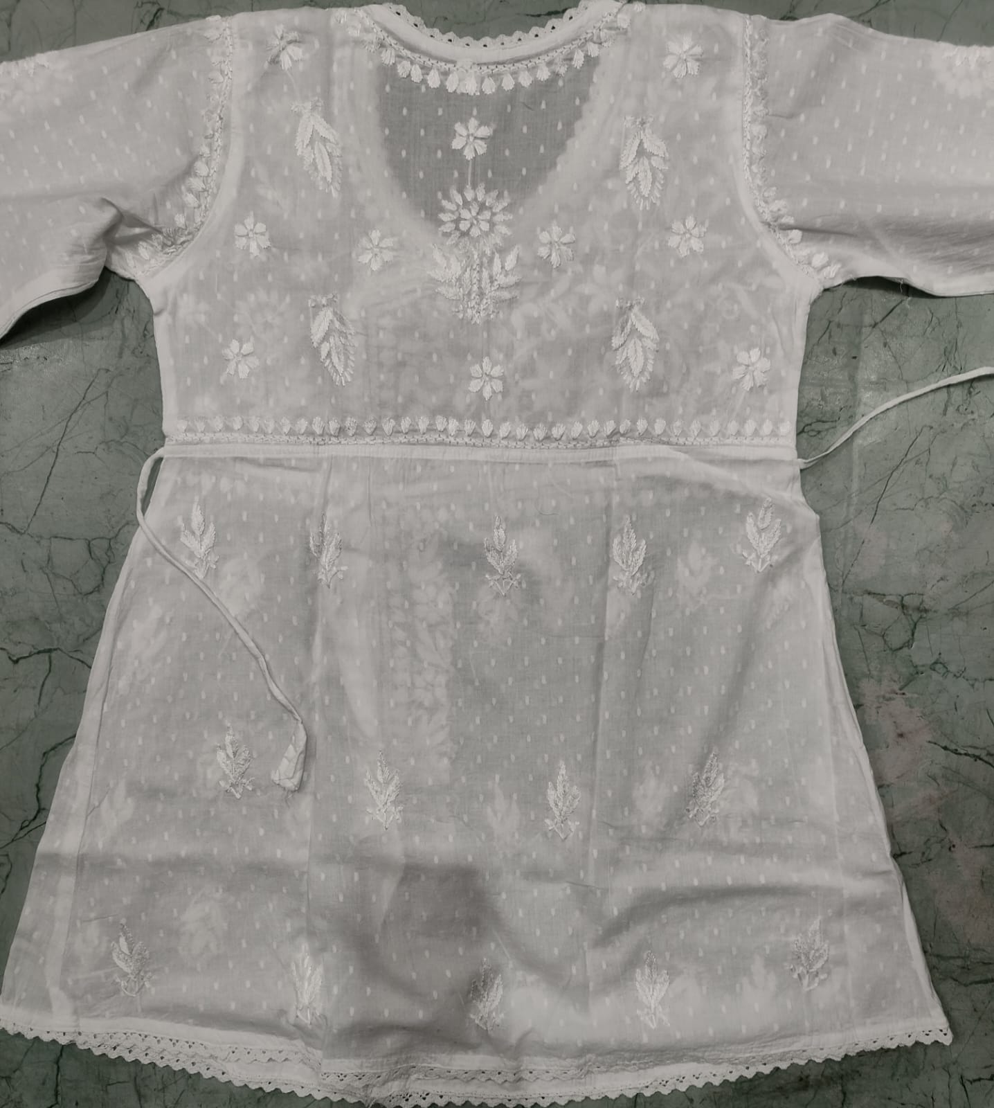 Short chikankari angrakha