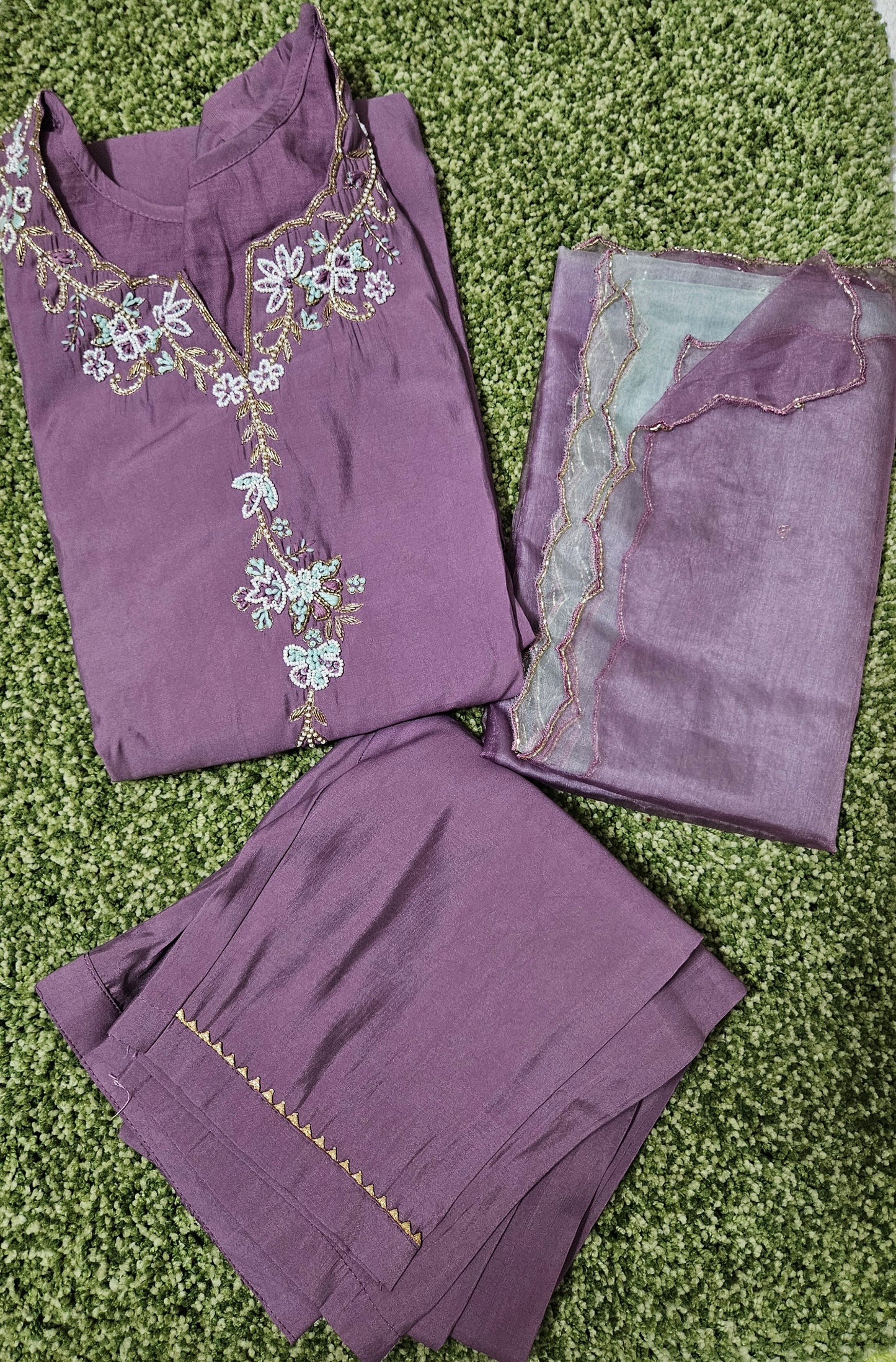 Roman silk muddy purple suit