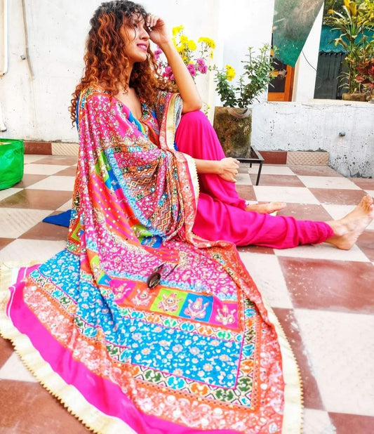 Mirror work Chinon Dupatta
