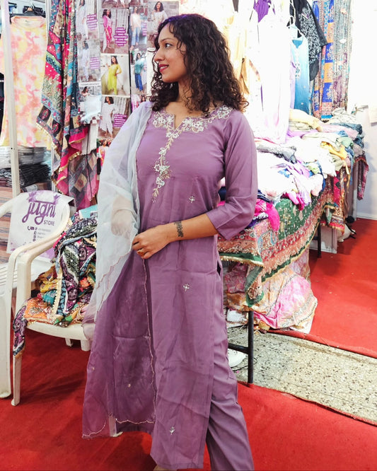 Roman silk muddy purple suit