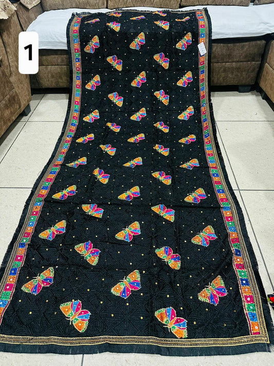 Black festive phulkari dupattas