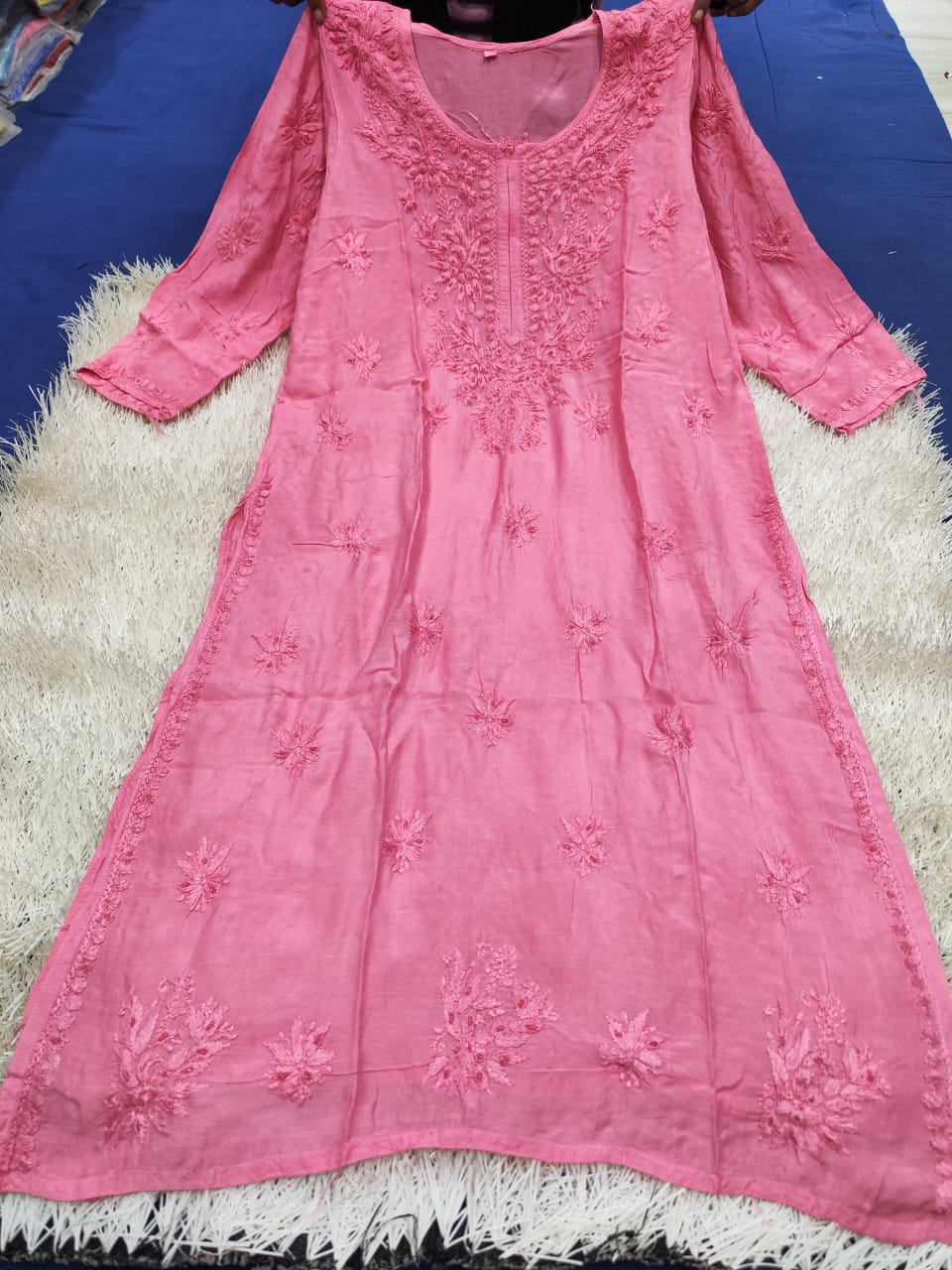Cutdana work muslin chikan kurti