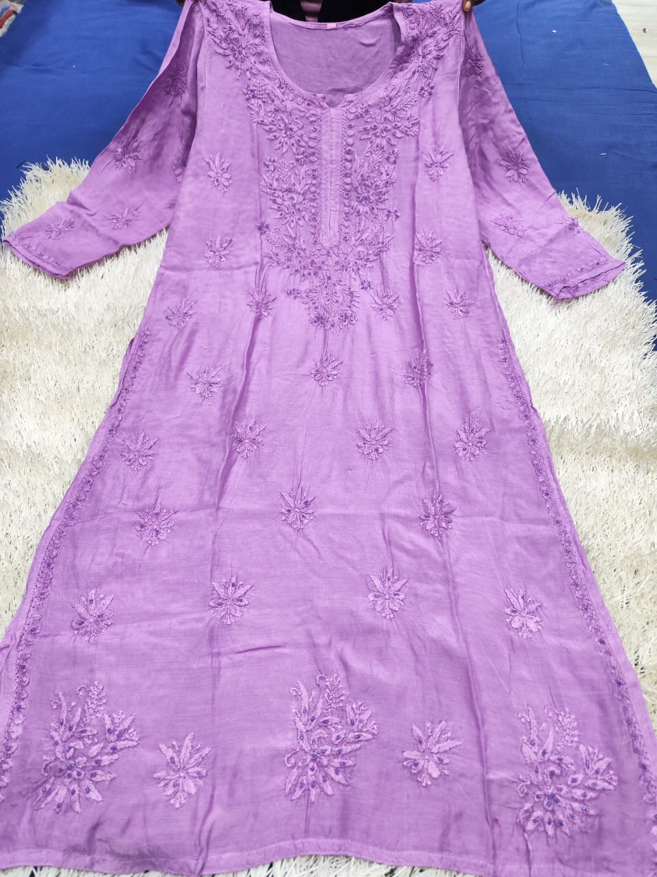 Cutdana work muslin chikan kurti