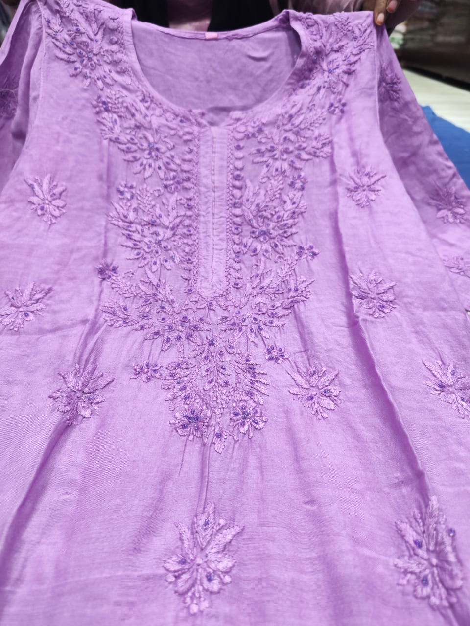 Cutdana work muslin chikan kurti