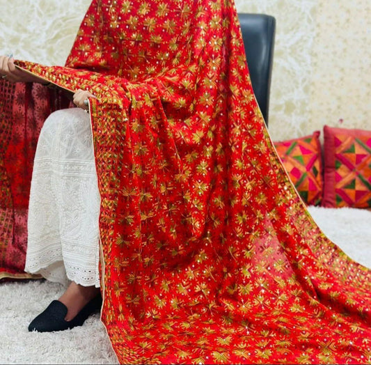 Kanchan phulkari dupatta on chinon