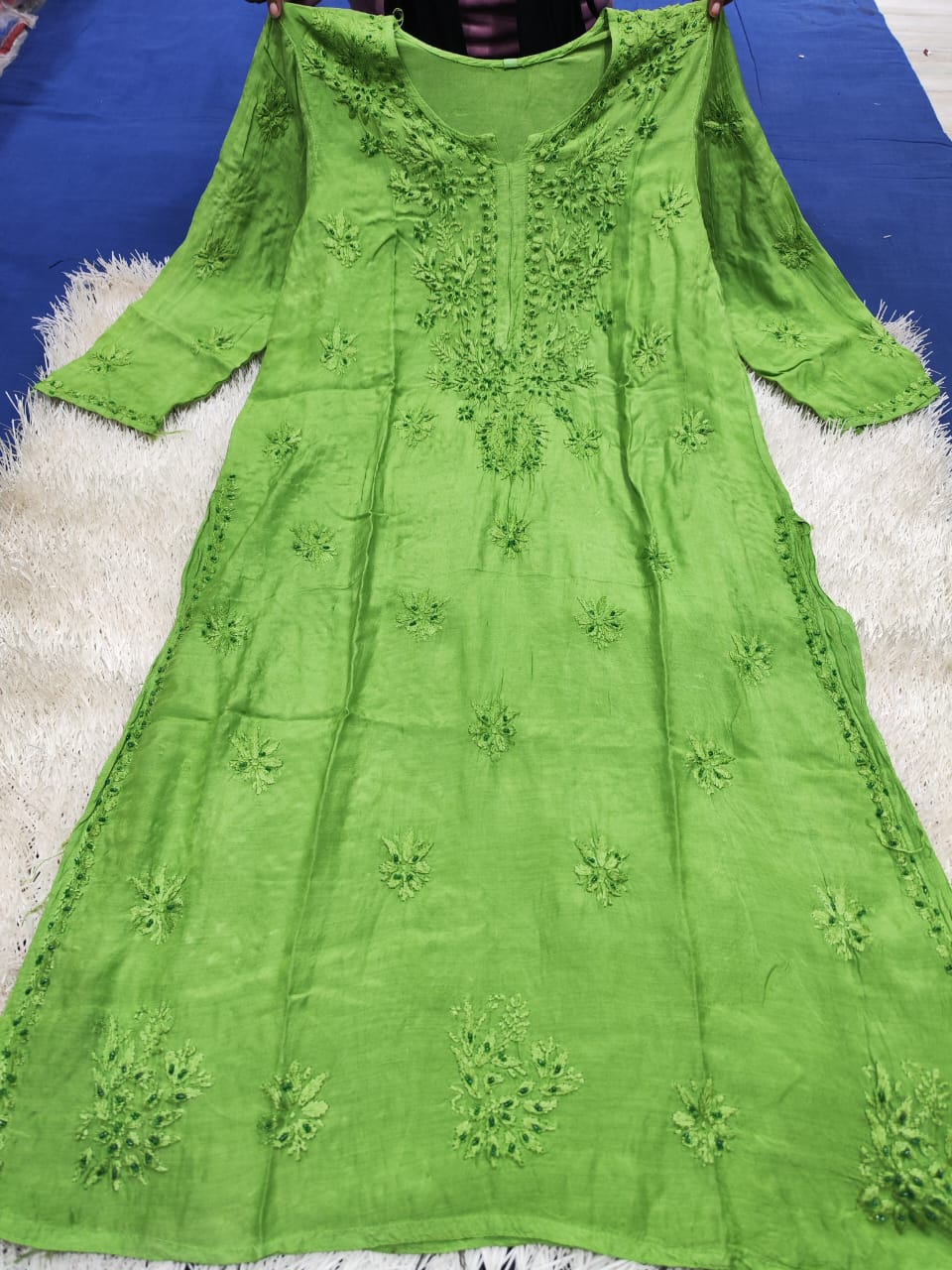 Cutdana work muslin chikan kurti