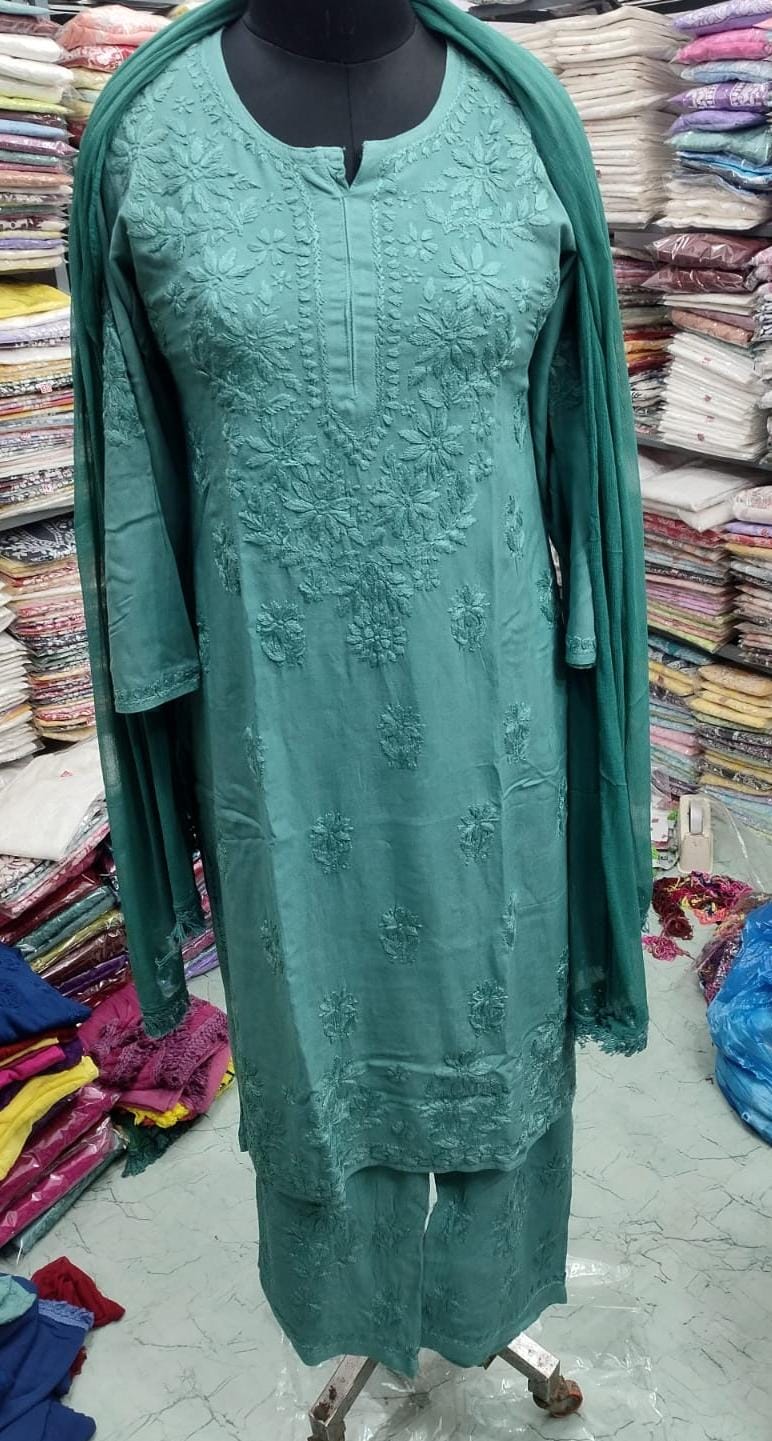 Premium rayon chikankari set