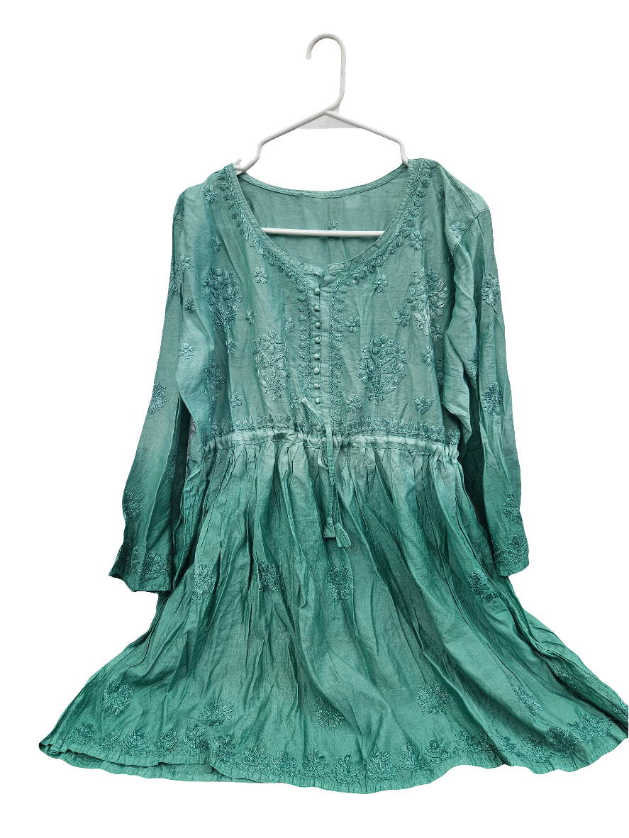 Ombre chanderi chikan frock