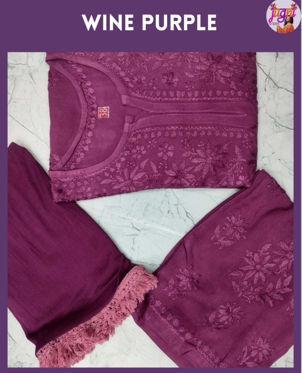 Premium rayon chikankari set