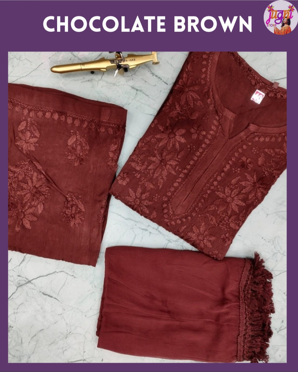 Premium rayon chikankari set