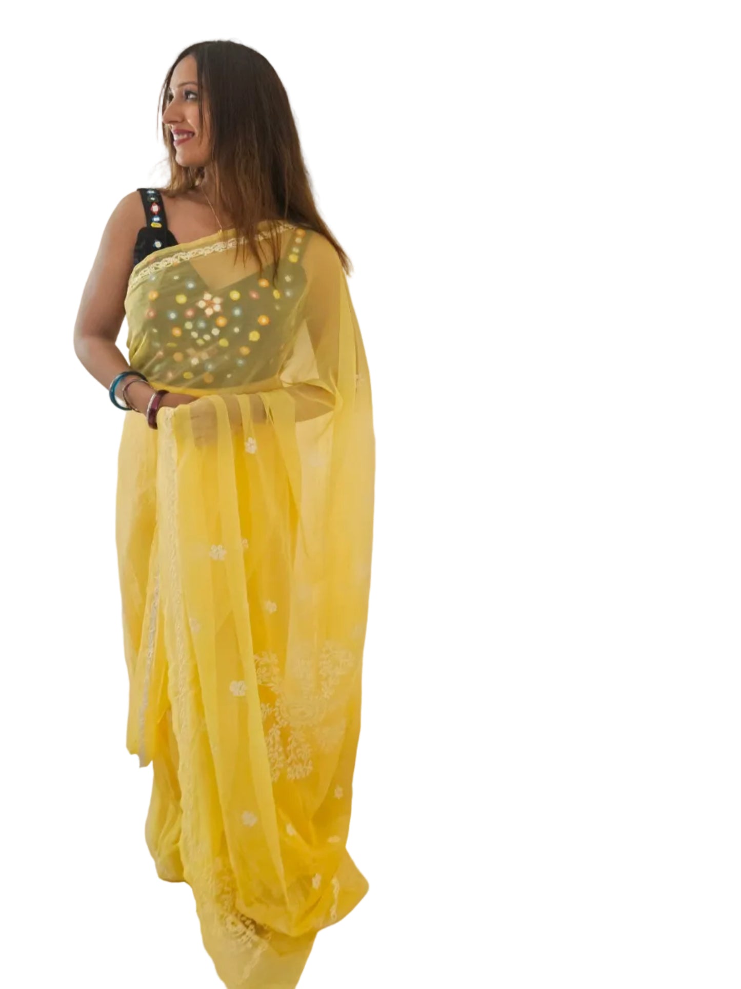 Ready to wear chikan saree