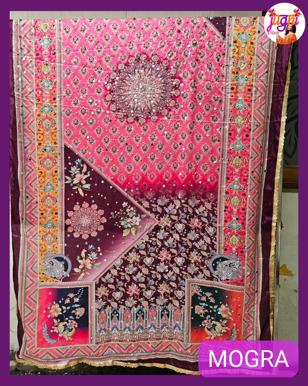 Mirror work Chinon Dupatta