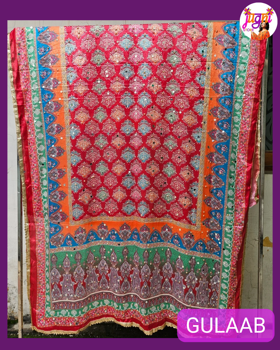 Mirror work Chinon Dupatta
