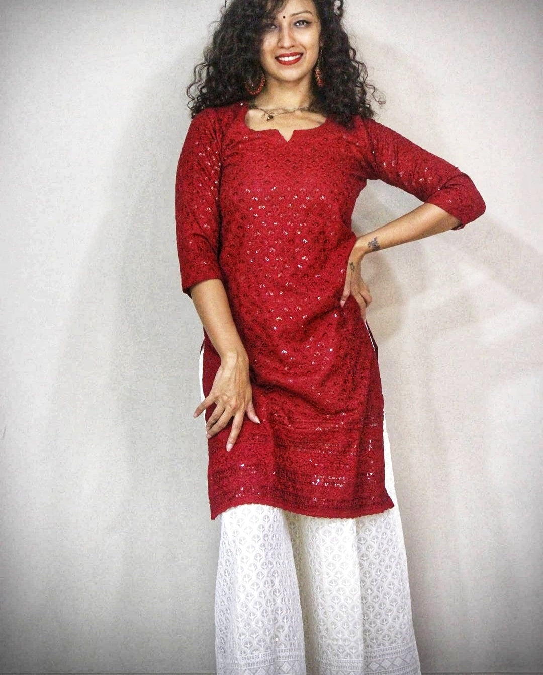 Chikan sequin kurti