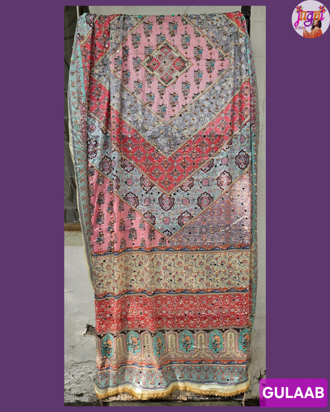 Mirror work Chinon Dupatta