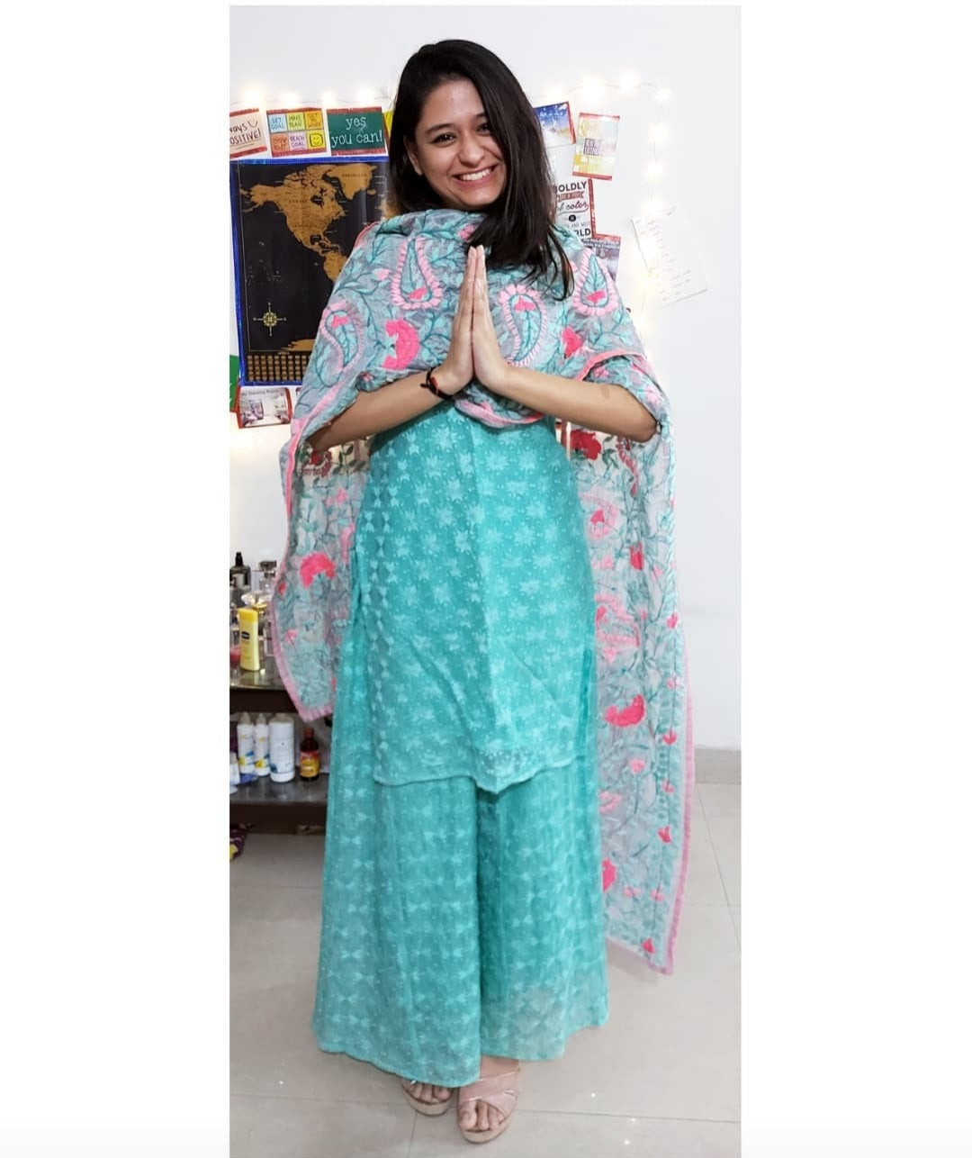 Phulkari kurti & sharara set