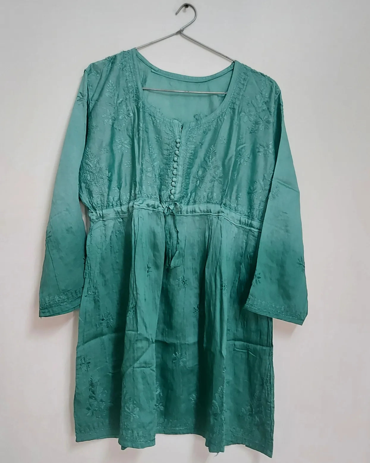 Ombre chanderi chikan frock