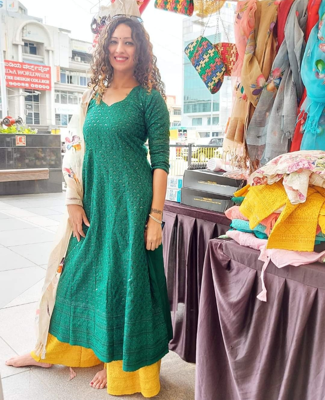 Sequinned chikan anarkali