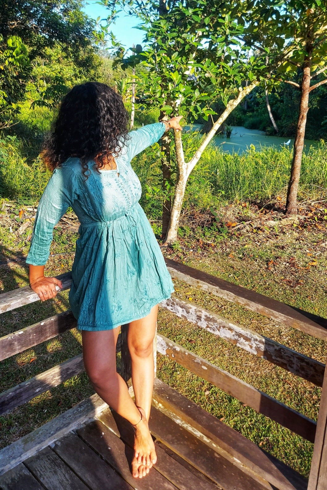 Ombre chanderi chikan frock