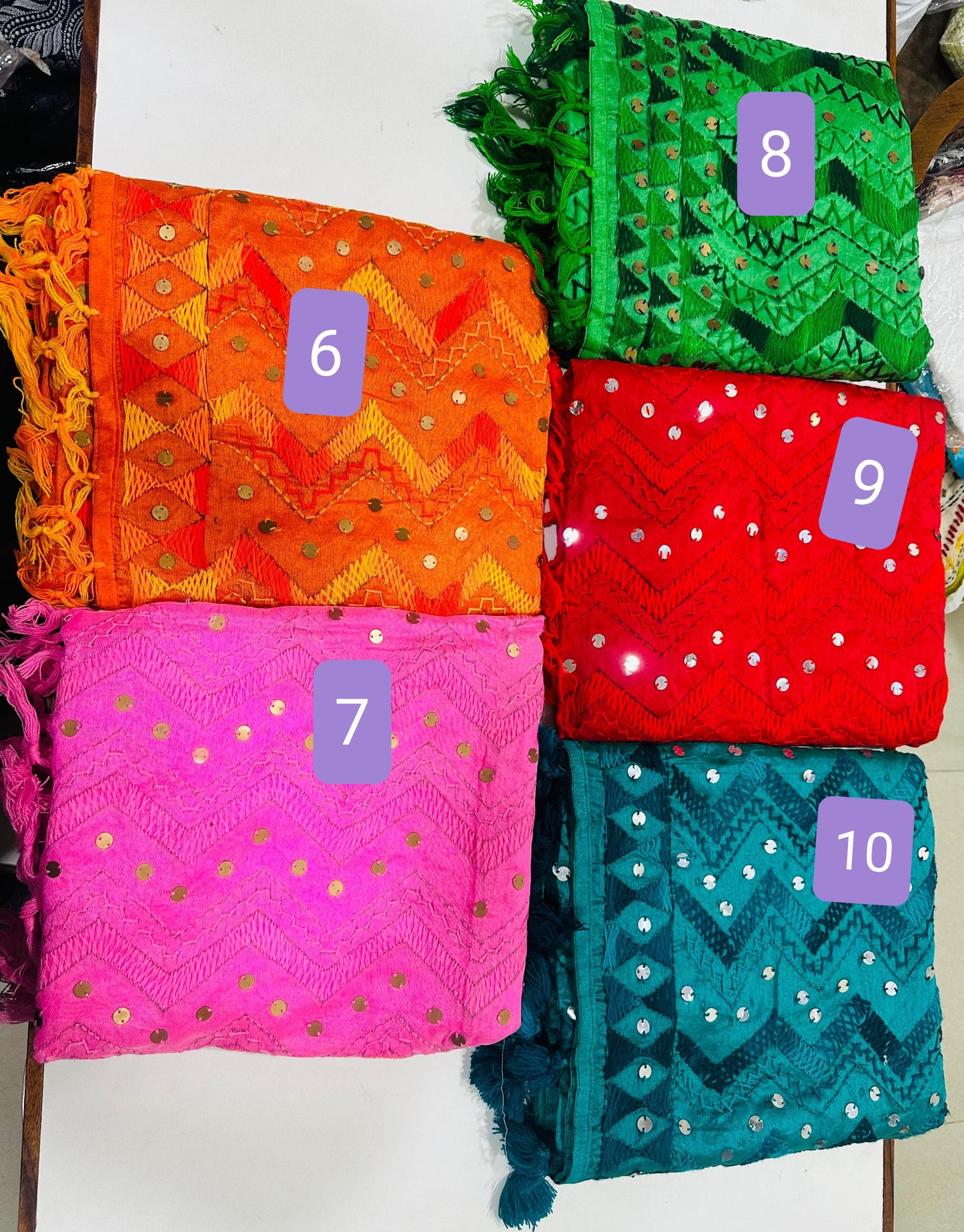 Zigzag phulkari dupatta