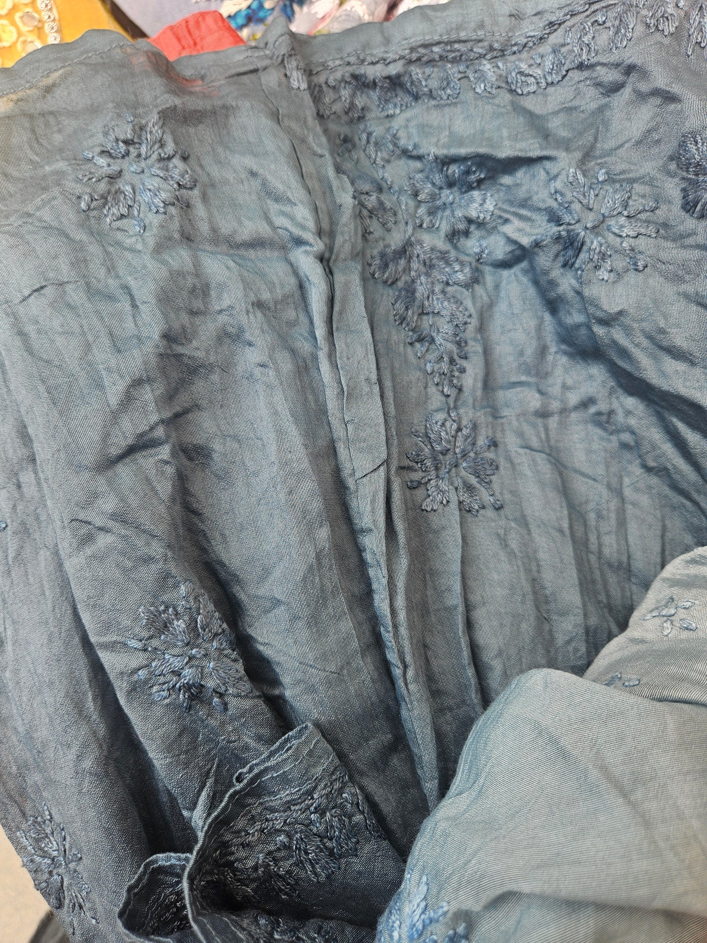 Ombre chanderi chikan frock