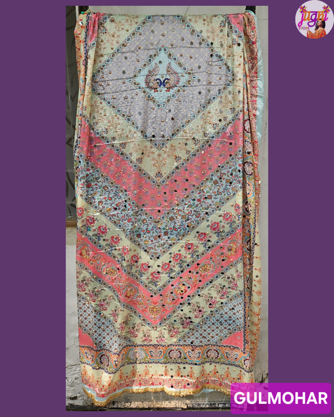 Mirror work Chinon Dupatta