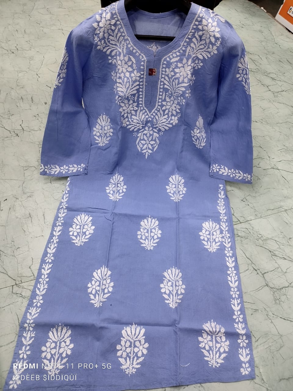 Hand embroidered cotton chikan kurti