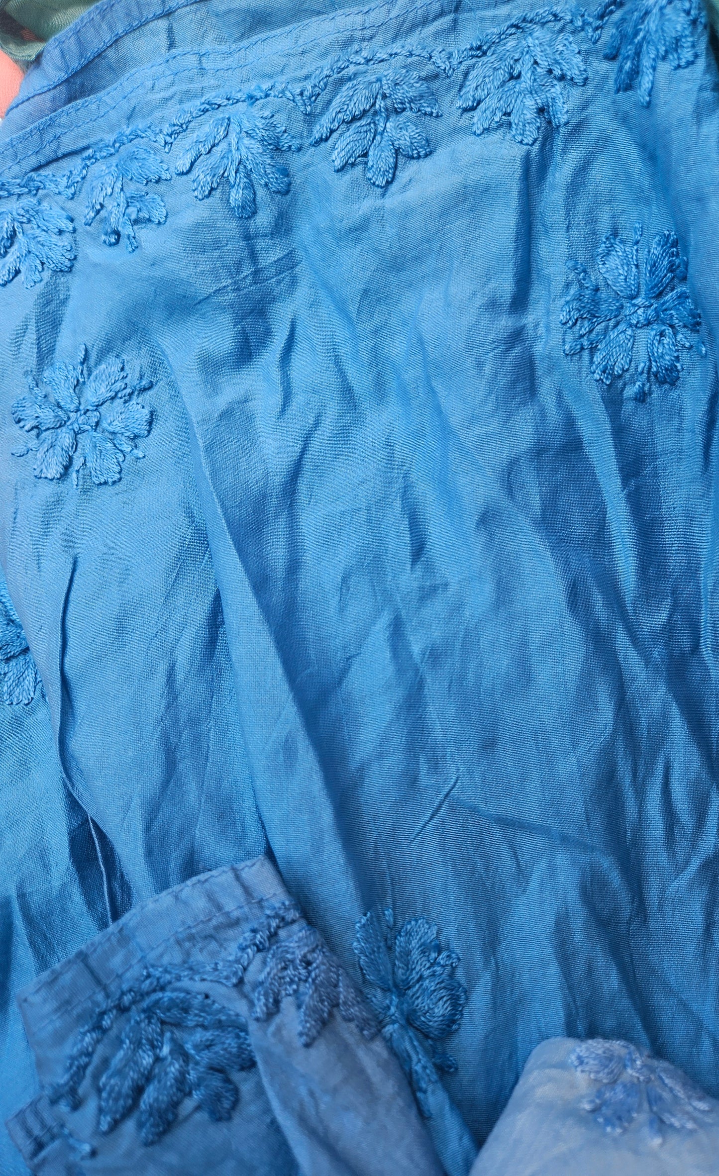 Ombre chanderi chikan frock