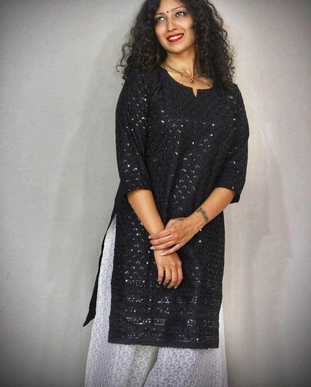 Chikan sequin kurti