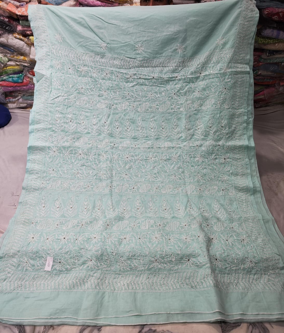 Mukaish work chikankari saree