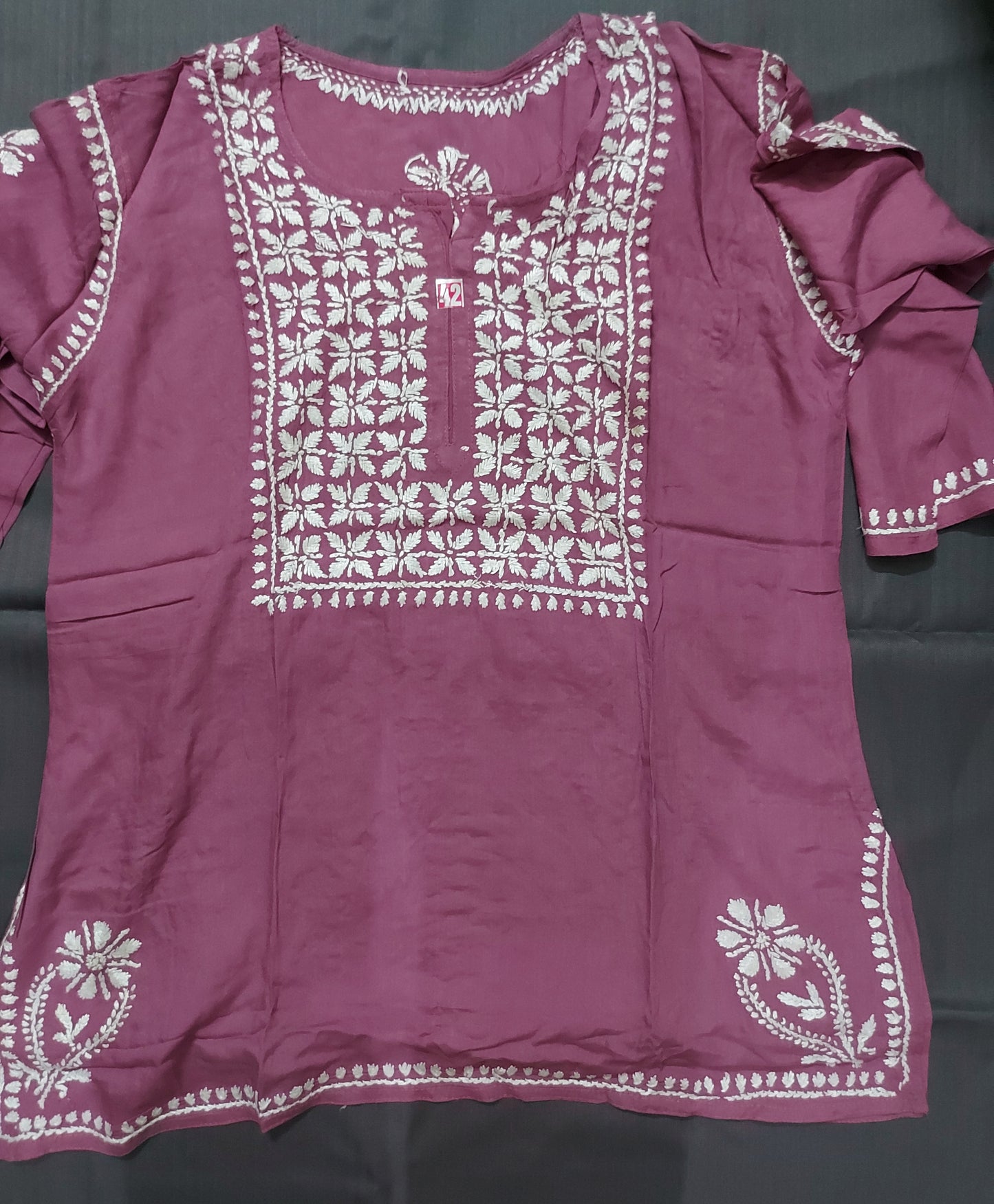 Short rayon chikan kurti