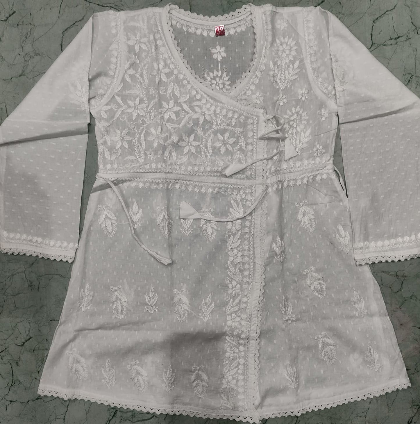 Short chikankari angrakha