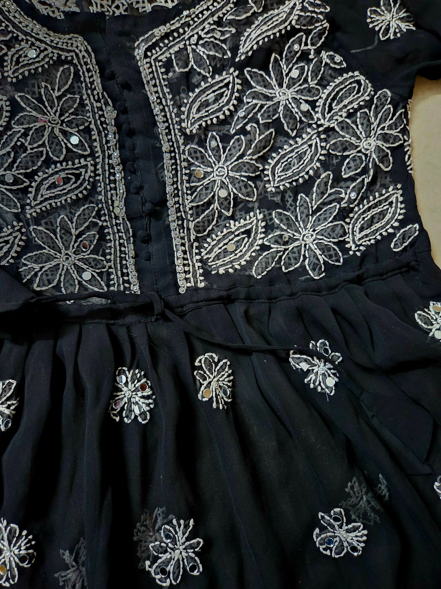 Bell sleeved chikankari frock