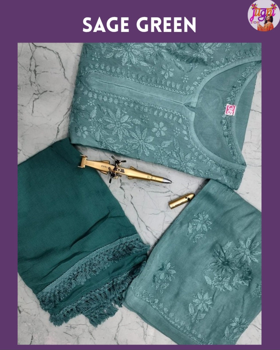 Premium rayon chikankari set