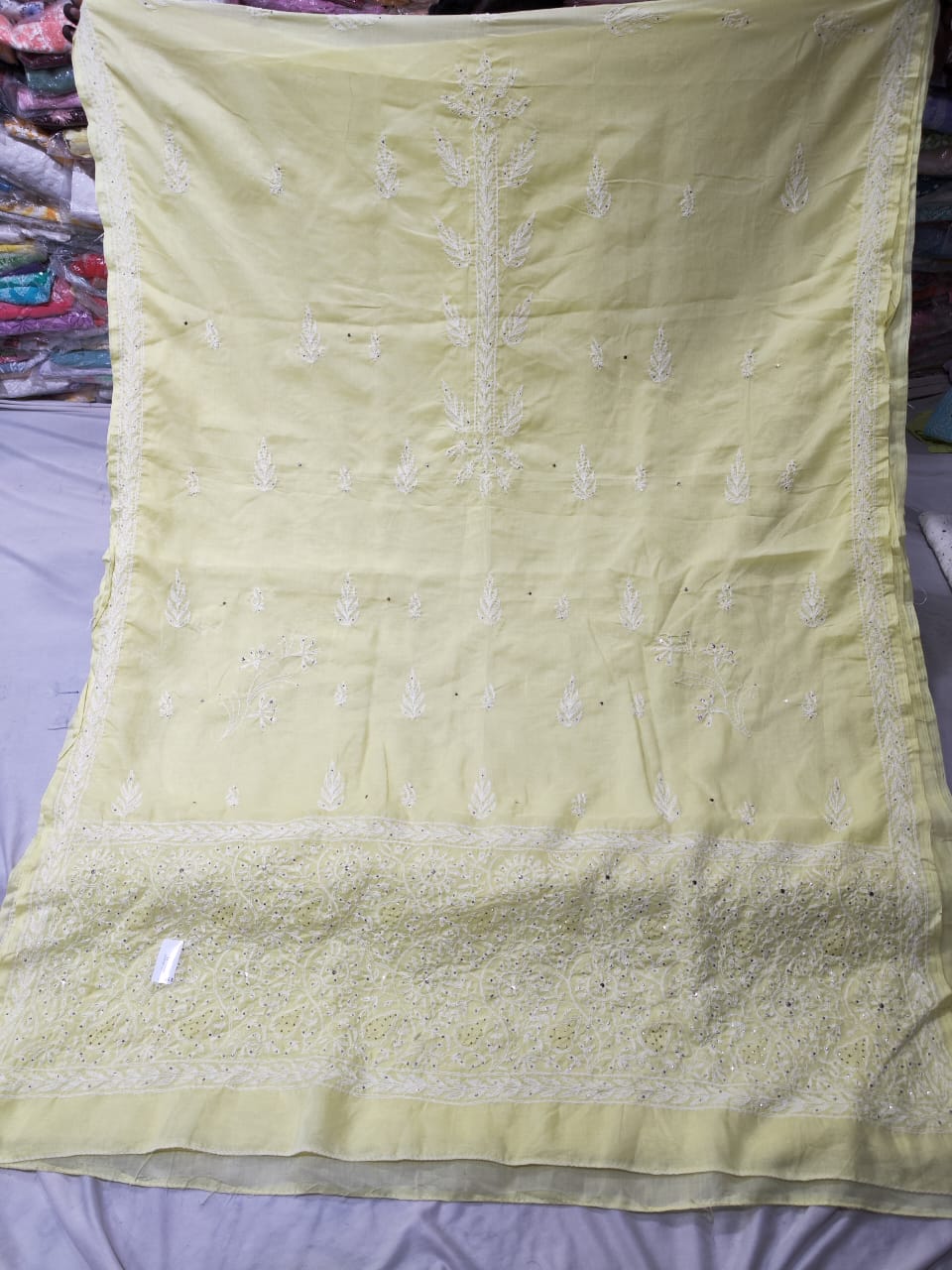 Mukaish work chikankari saree