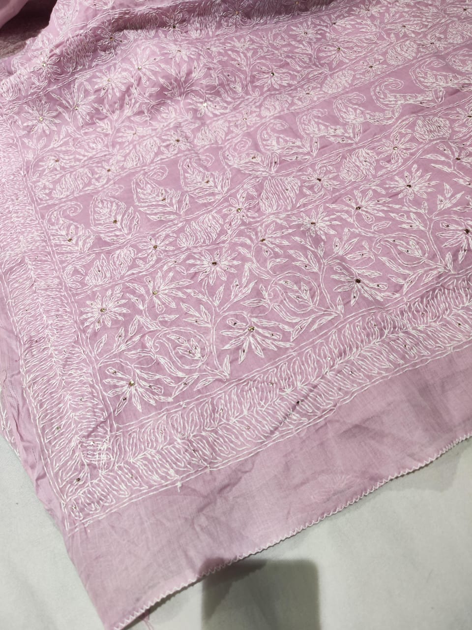 Mukaish work chikankari saree