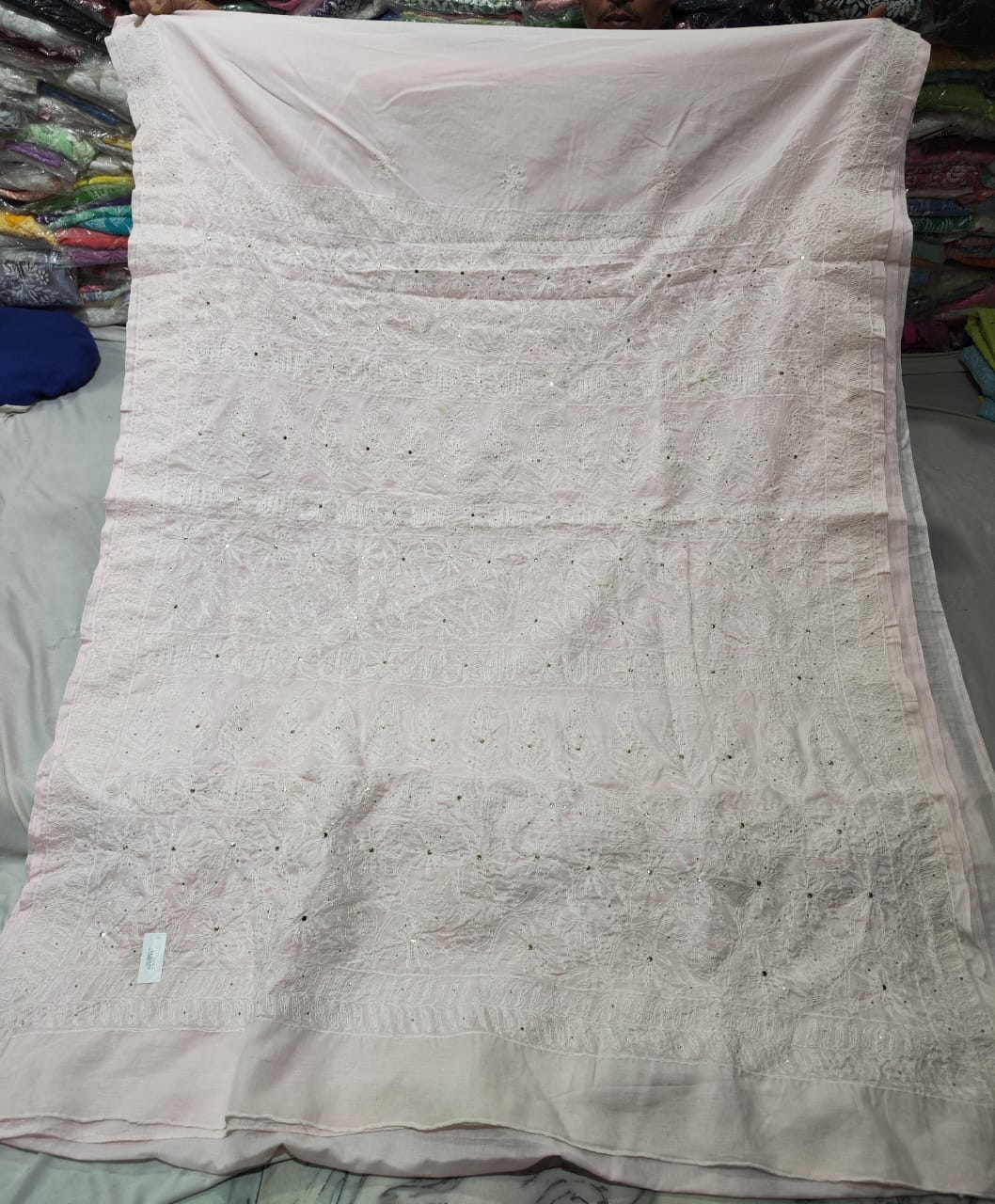 Mukaish work chikankari saree