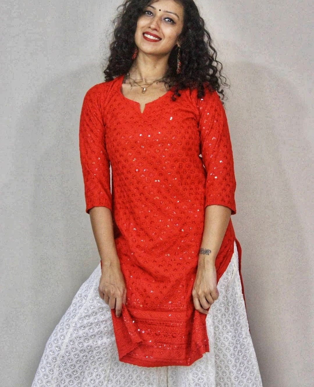 Chikan sequin kurti