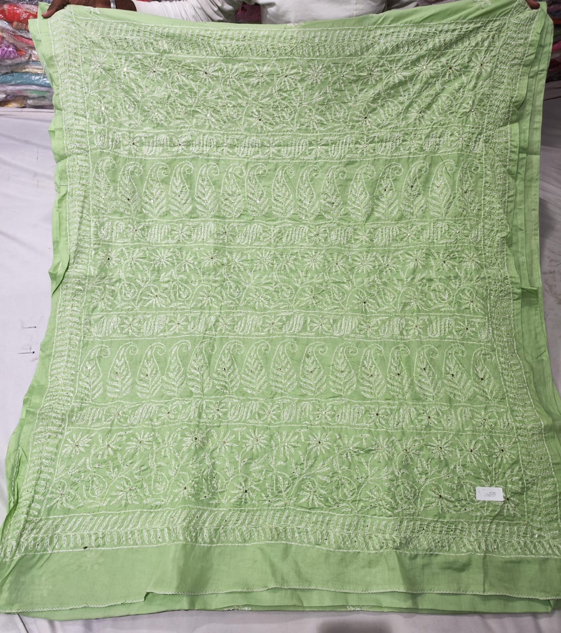 Mukaish work chikankari saree