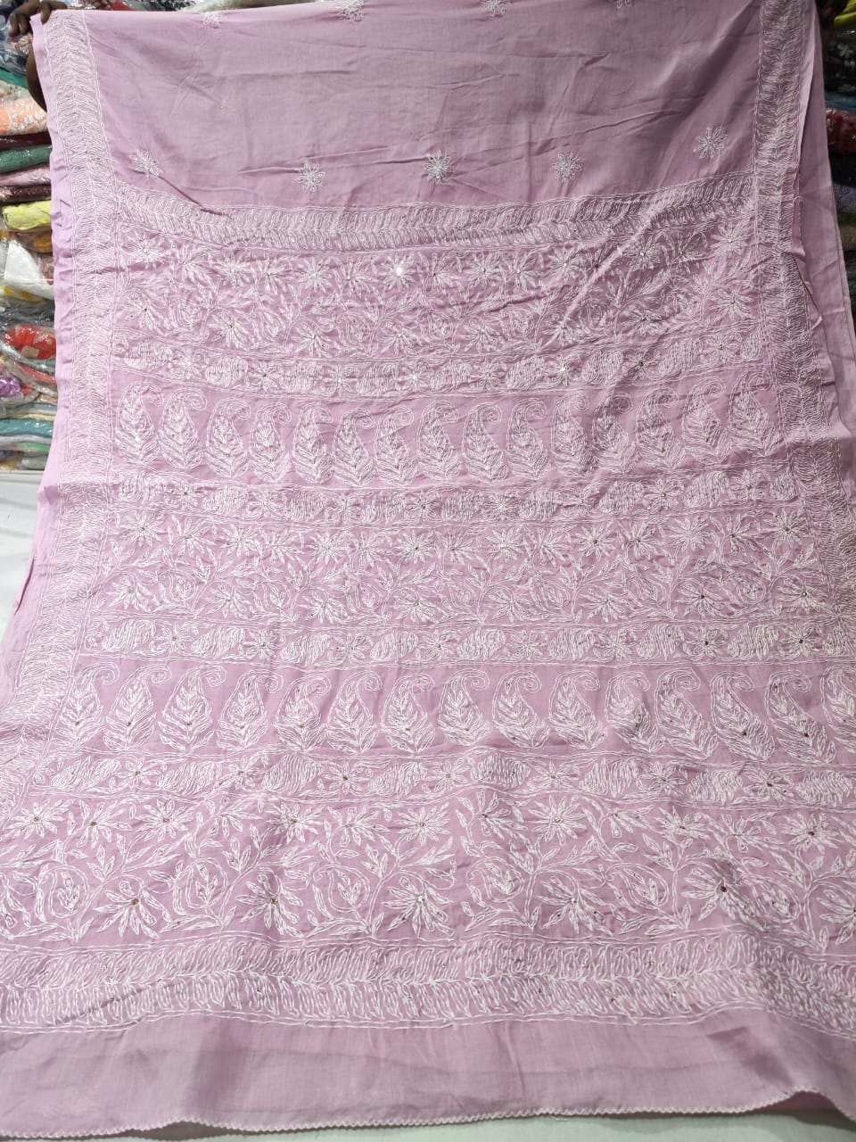 Mukaish work chikankari saree