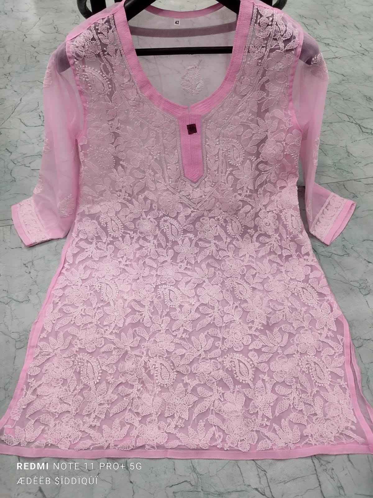 Short Chiffon Chikan Kurti