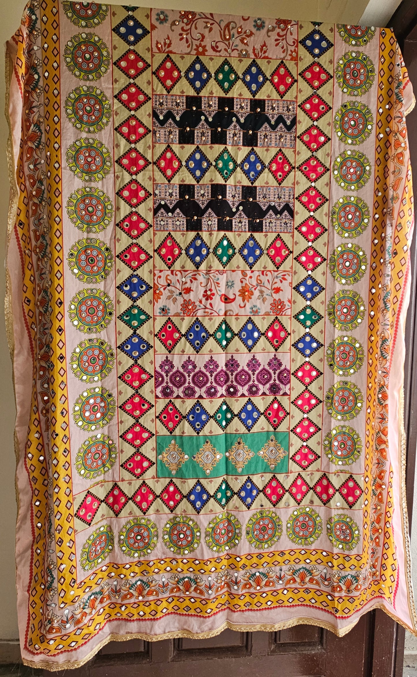 Mirror work Chinon Dupatta