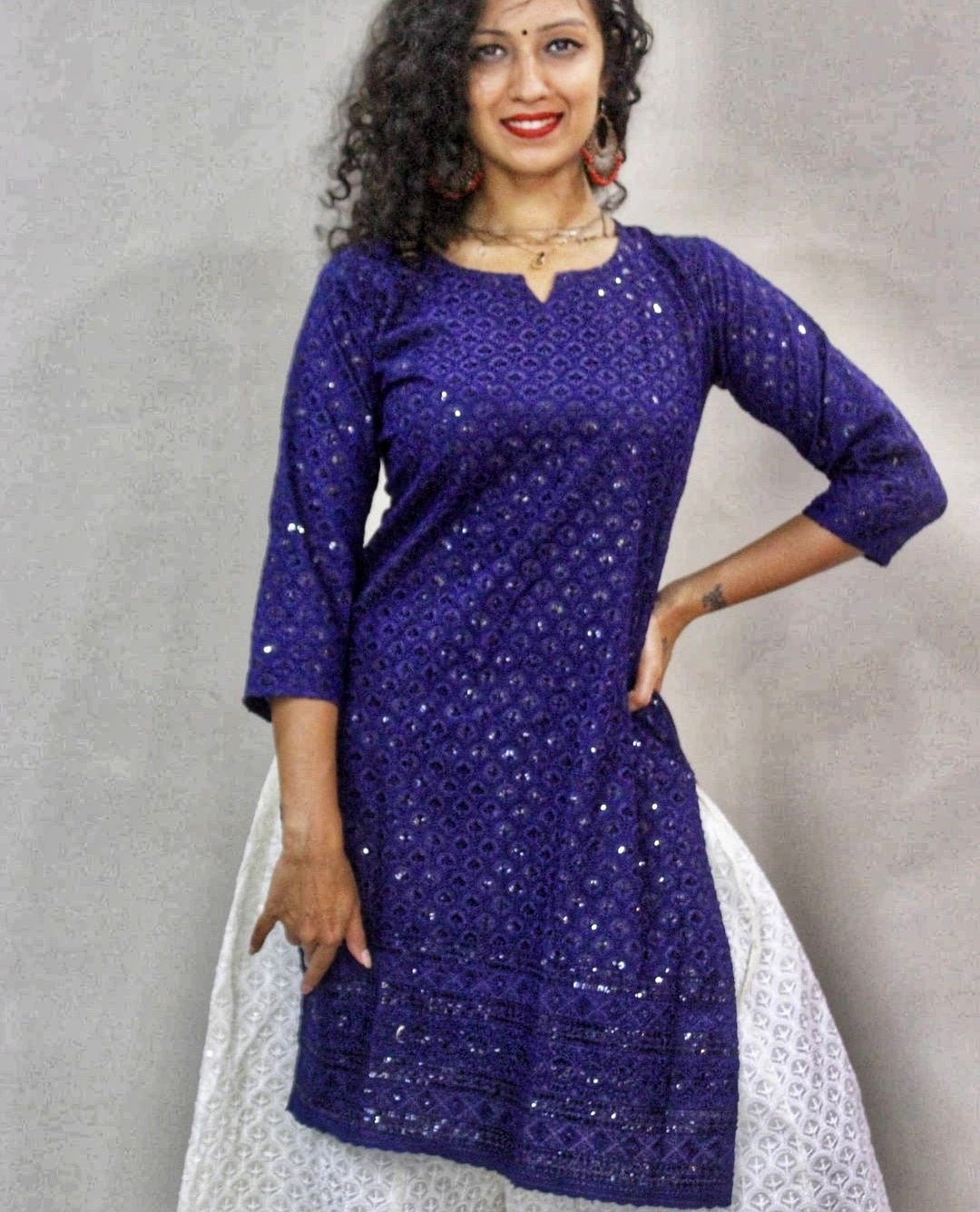 Chikan sequin kurti