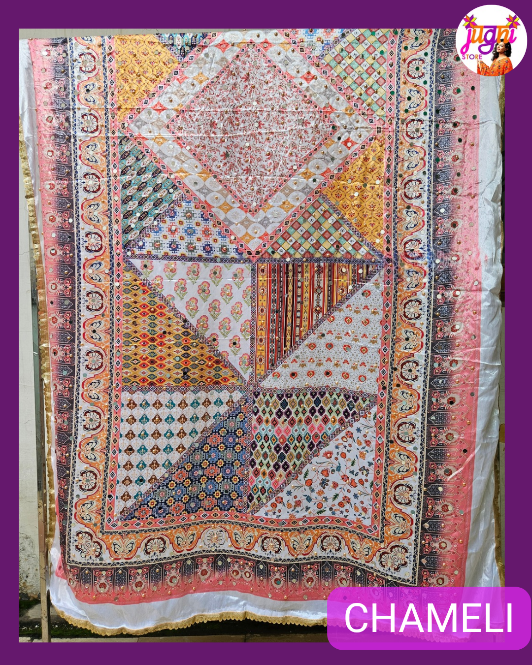 Mirror work Chinon Dupatta
