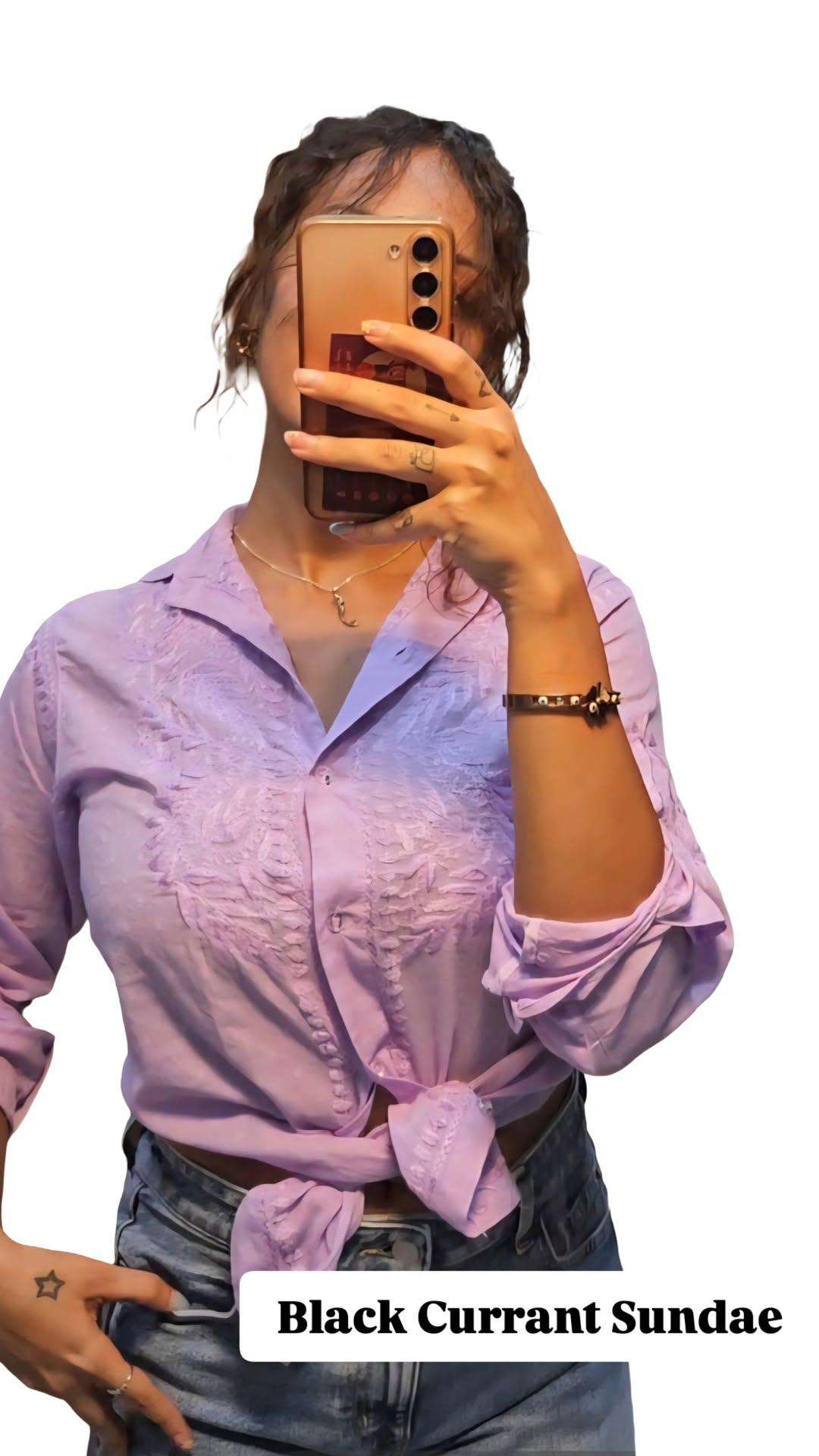 Dobby cotton chikan shirt