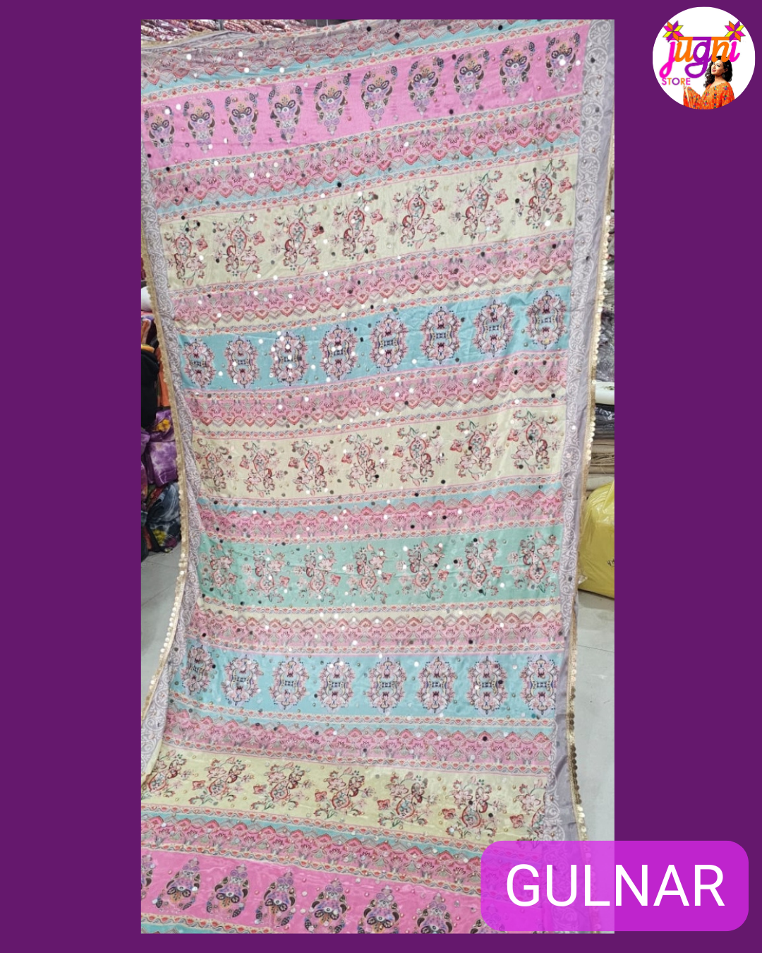 Mirror work Chinon Dupatta